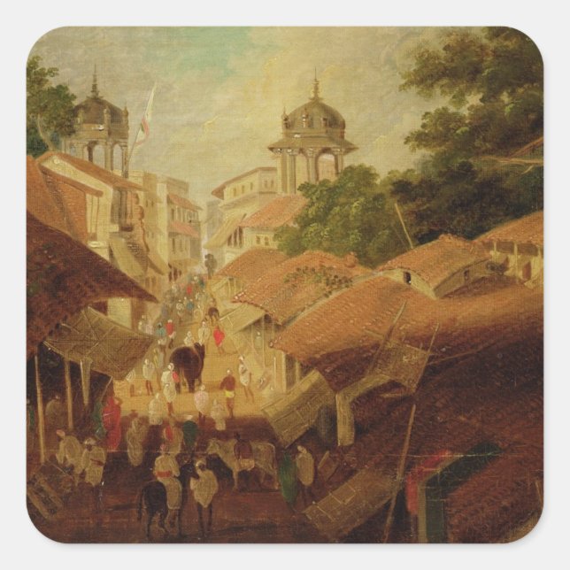 Street in Patna, c.1825 (Öl/Canvas) Quadratischer Aufkleber (Vorderseite)