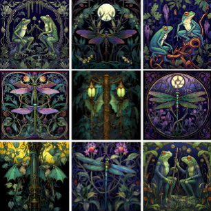 Street Lamp Bats Tile (Swamp Collection) Fliese