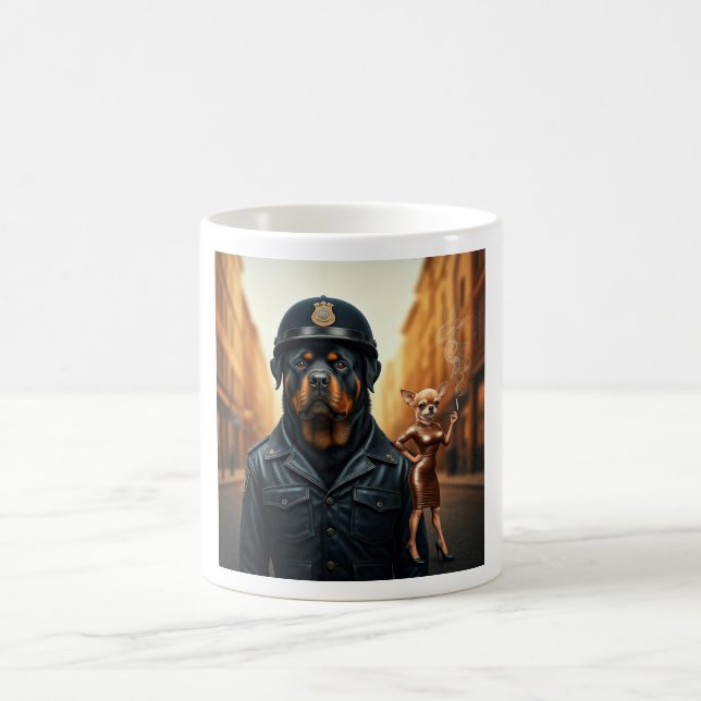 Street Life Rottie und Chihuahua Kaffeetasse (Mittel)
