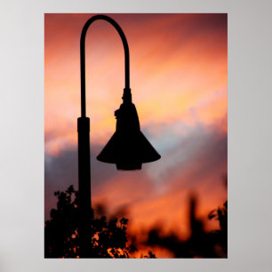 Street Light Silhouette Print Poster