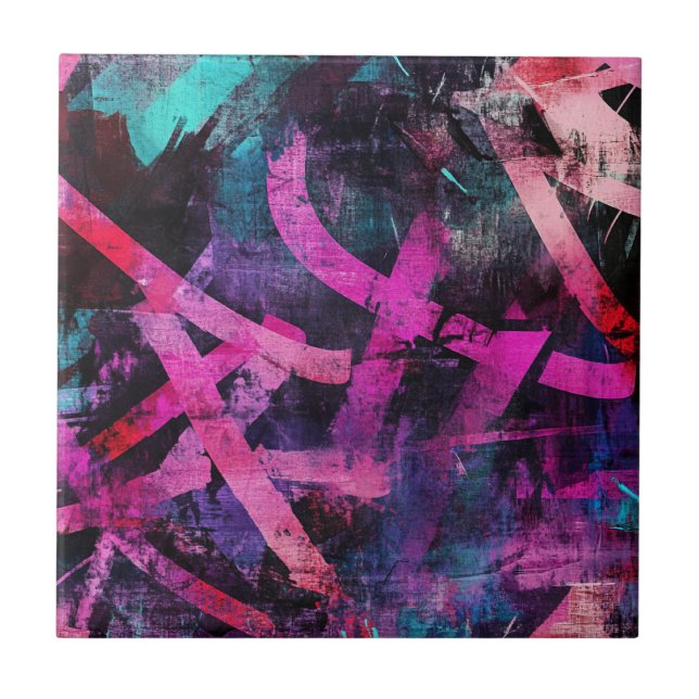 Street Mural with Layered Drips & Urban Color (4) Fliese (Vorderseite)