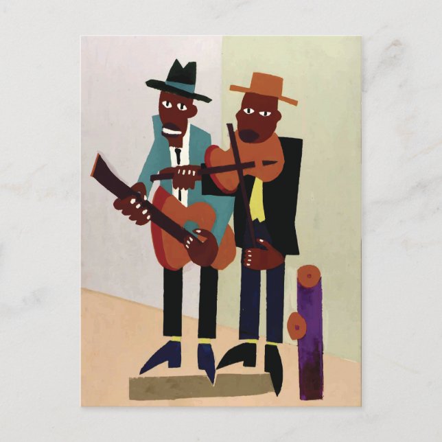 Street Musicians ~ Vintag American Art Postkarte (Vorderseite)
