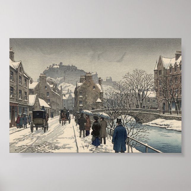 Street of Edinburgh in Winter  Poster (Vorne)
