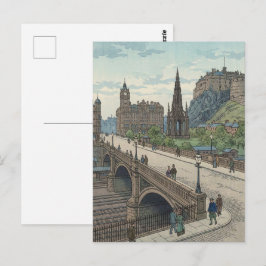 Street of Edinburgh Old Town Japanese Woodblock Pr Postkarte
