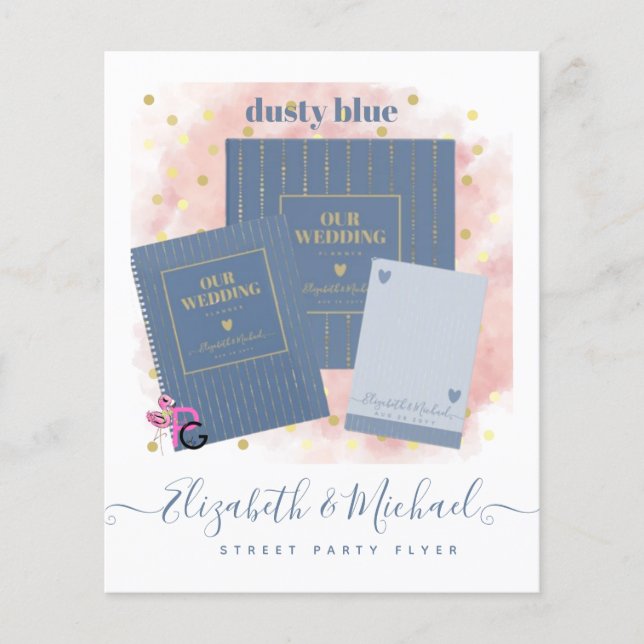 Street Party Style Wedding Design Own Dusty Blue Flyer (Vorne)