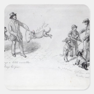 Street Performers, c.1839-43 Quadratischer Aufkleber