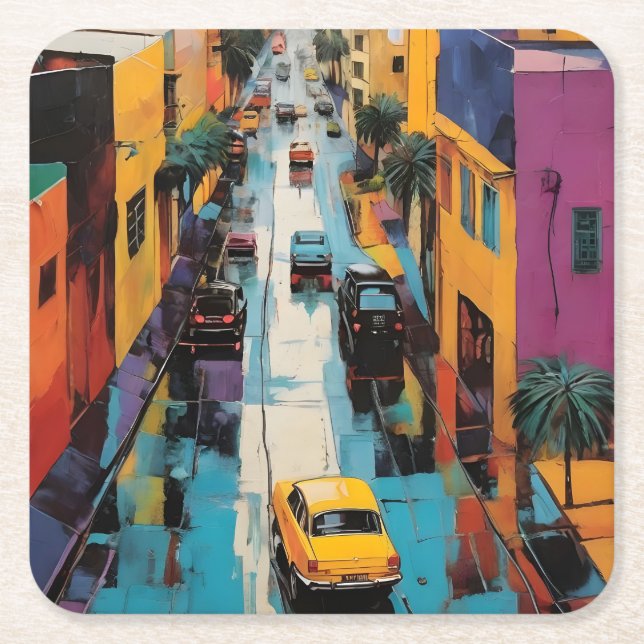 Street Pop Art Rechteckiger Pappuntersetzer (Vorderseite)