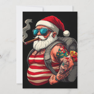 Street-Rebell-Tätowierter-Weihnachtsmann Feiertagskarte