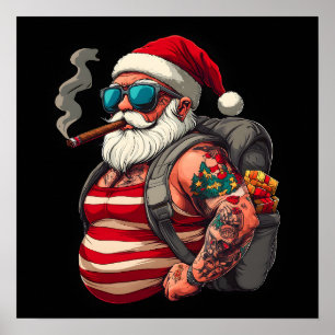 Street-Rebell-Tätowierter-Weihnachtsmann Poster