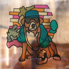 Street Retro Dog, Cap and Sneakers | Funny Fensteraufkleber