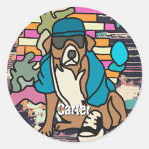 Street Retro Dog, Cap and Sneakers | Funny