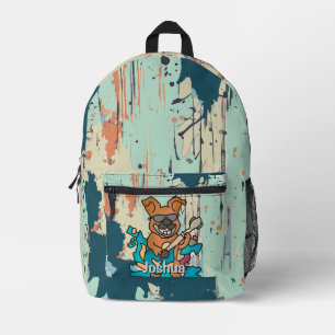 Street Retro Dog mit Gitarre Funny Bedruckter Rucksack