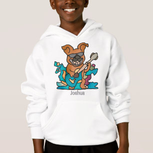 Street Retro Dog mit Gitarre Funny Hoodie