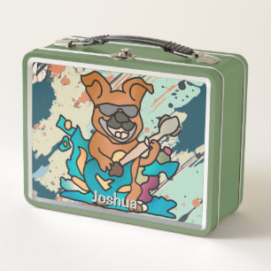 Street Retro Dog mit Gitarre Funny Metall Brotdose