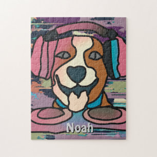 Street Retro Dog mit Kopfhörern Funny Puzzle