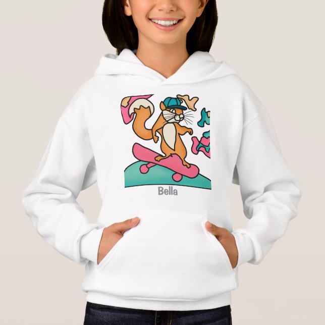 Street Retro Eichhörnchen auf Skateboard | Funny Hoodie (Vorderseite)