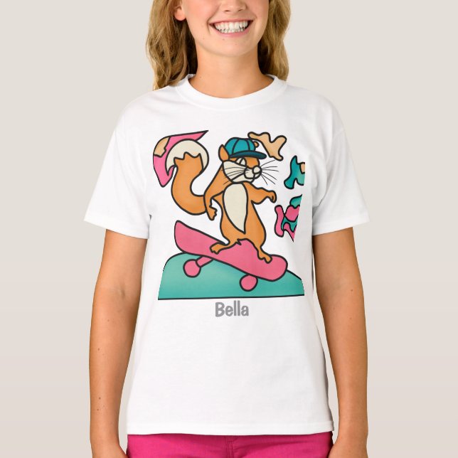Street Retro Eichhörnchen auf Skateboard | Funny T-Shirt (Vorderseite)
