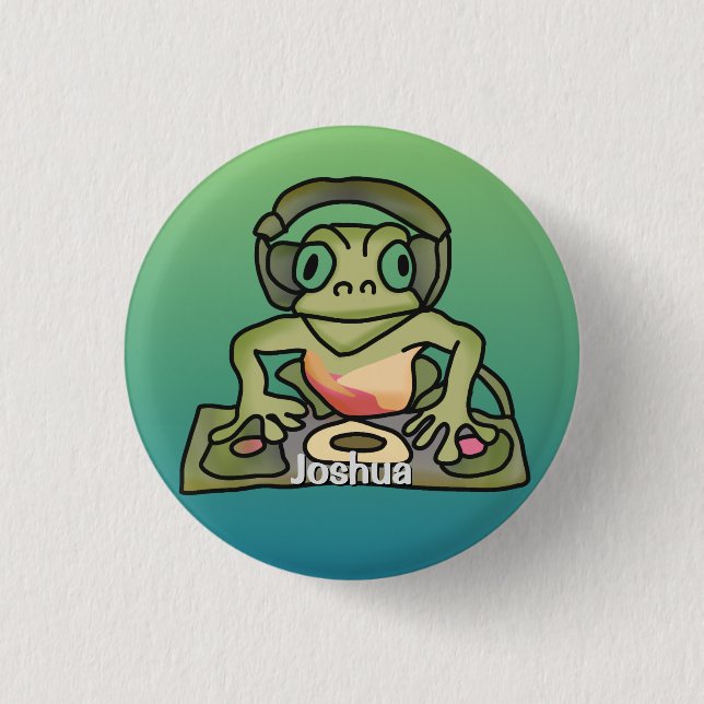 Street Retro Frog mit Kopfhörern | Funny Button (Vorderseite)