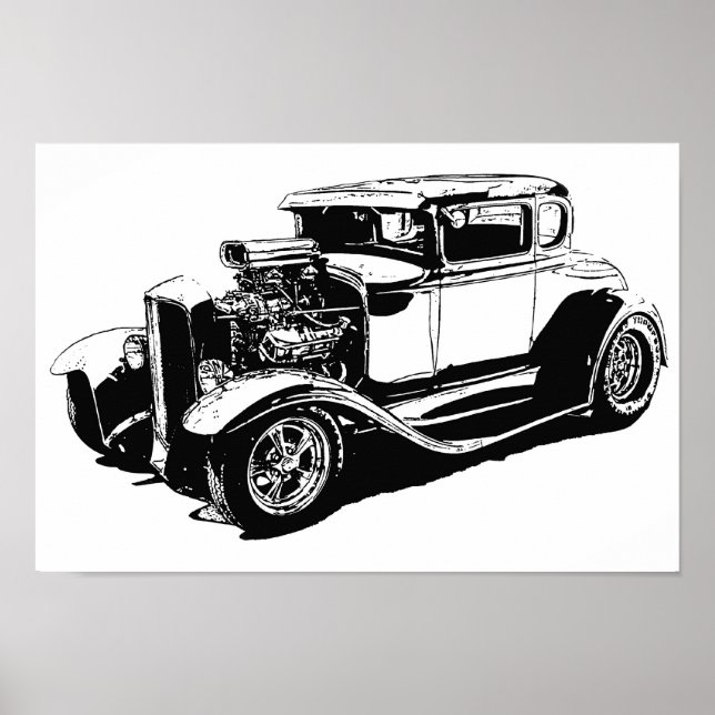 Street Rod Zeichnend Poster (Vorne)