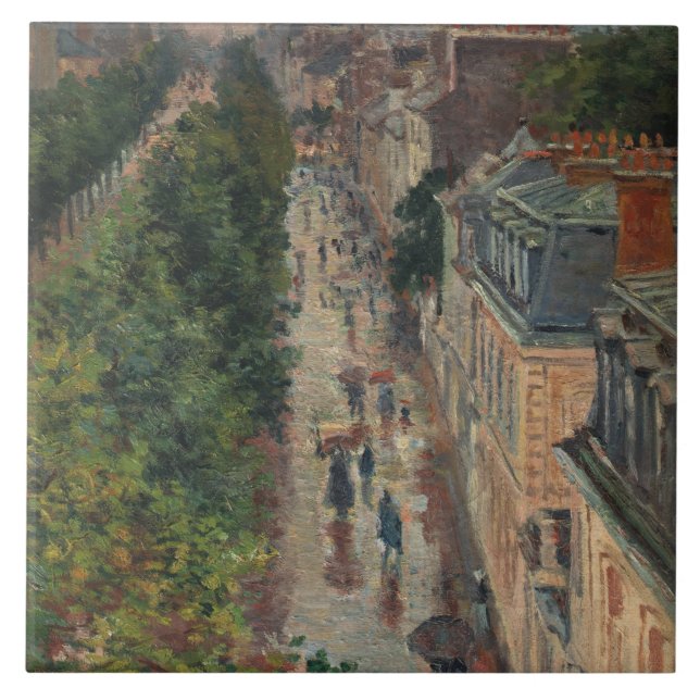Street Scene in Paris (von Maximilien Luce) Fliese (Vorderseite)