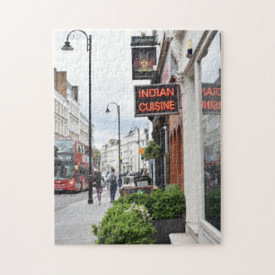 Street Scene Indian Restaurant London England Puzzle