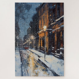 Street Scene Snowy Winter Abend Puzzle