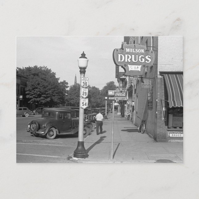 Street Scene Urbana, Ohio, 1938 Postkarte (Vorderseite)