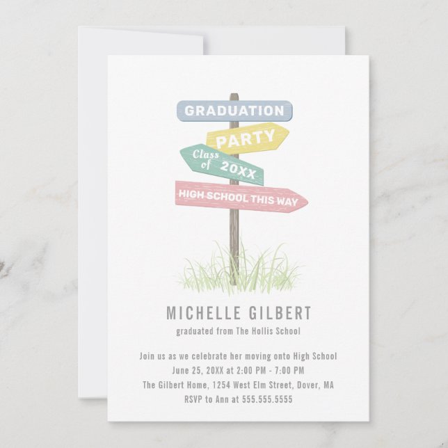 Street Sign 8. Grade Graduation Party Einladung (Vorderseite)