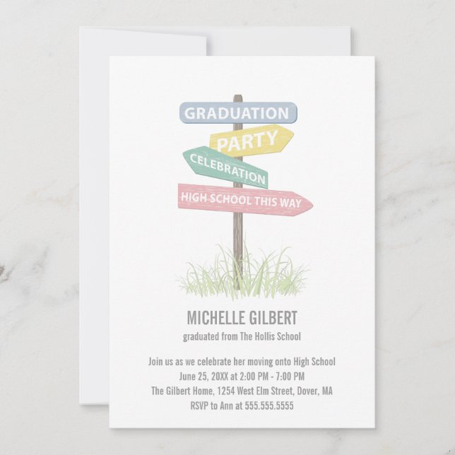Street Sign 8. Grade Graduation Party Einladung (Vorderseite)