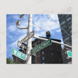 Street Sign Broadway W. 68. Upper West Side NYC Postkarte