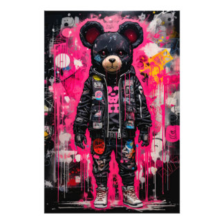 Street Soft: Teddys rosa Rebellion Fotodruck