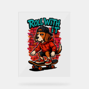 Street Style Beagle Skateboarding Graffiti Art Acrylschild