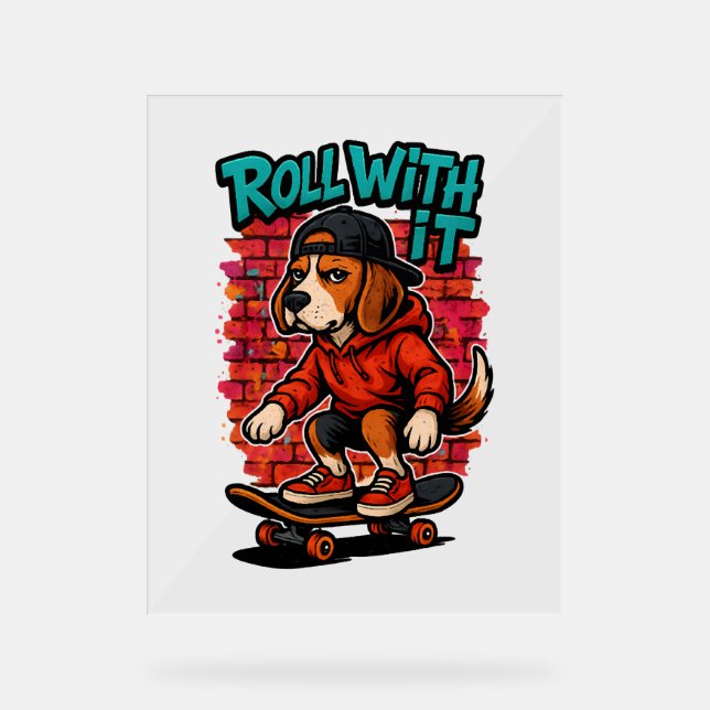 Street Style Beagle Skateboarding Graffiti Art Acrylschild (Vorderseite)