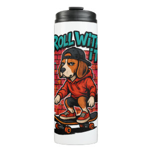 Street Style Beagle Skateboarding Graffiti Art Thermosbecher
