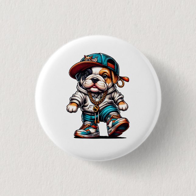 Street Style Bulldog Abzeichen Button (Vorderseite)