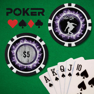 Street Style Skateboarder Lila Poker Game Chip