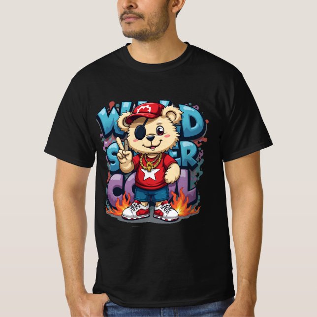 Street Style Teddy – Wilde Super Coole Graffiti T- T-Shirt (Vorderseite)