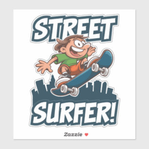 Street Surfer! - Städtische Skateboarding Vibes Aufkleber