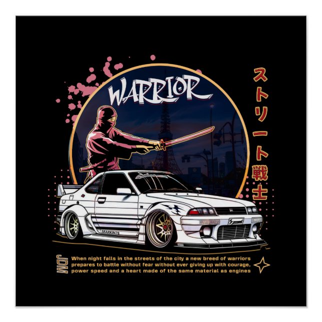Street Warrior Samurai - Skyline Driver Poster (Vorderseite)