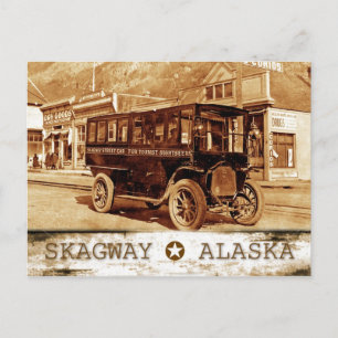 Streetcar on Broadway Ave, Skagway, Alaska Postkarte