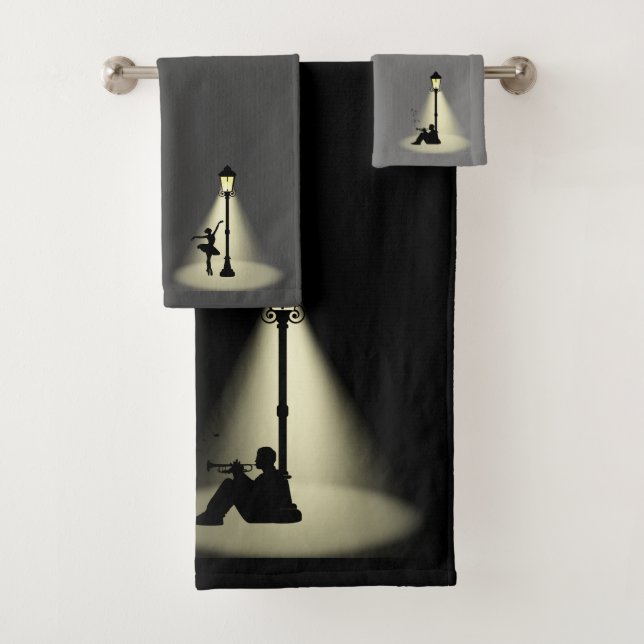 Streetlight Dancer Jazz Musician Badhandtuch Set (Insitu)