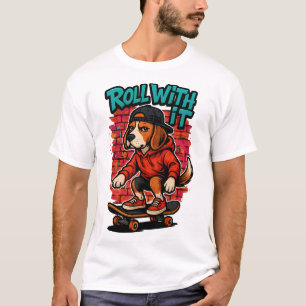 Streetstyle-Beagle-Skateboardfahren-Graffiti-Kunst T-Shirt