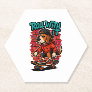 Streetstyle-Beagle-Skateboardfahren-Graffiti-Kunst Untersetzer