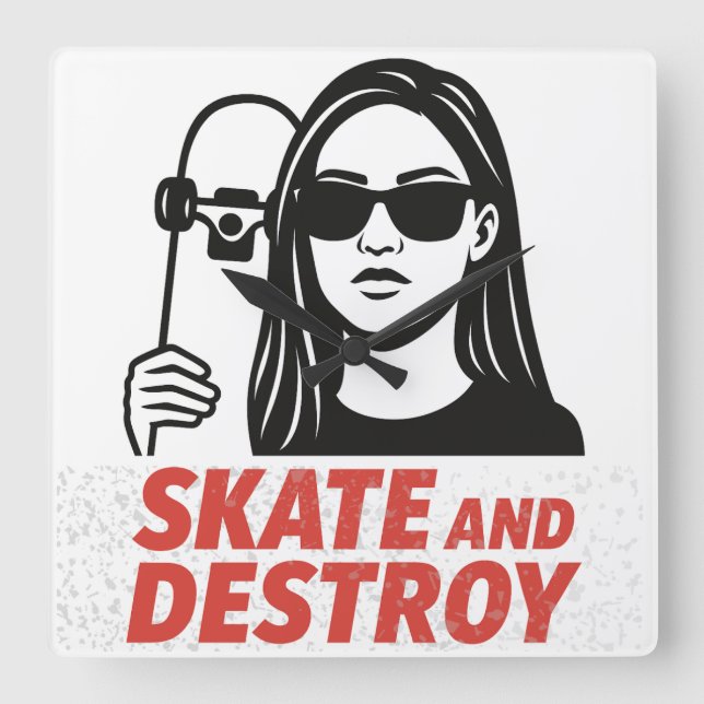 Streetwear mit Freiheit und Rand. Quadratische Wanduhr (Vorderseite)