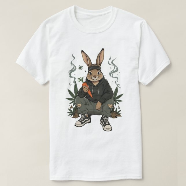 Streetwise Rabbit Smoking Art T-Shirt (Design vorne)