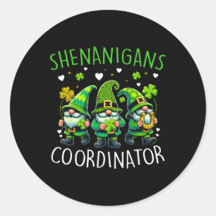 Streich-Koordinator St. Patrick's Day Grüner Gnom Runder Aufkleber
