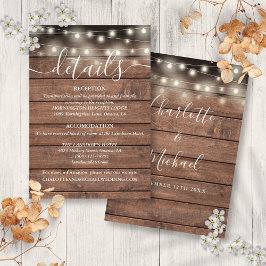 Streichellichter rustikales Holz - Hochzeitdetails Begleitkarte