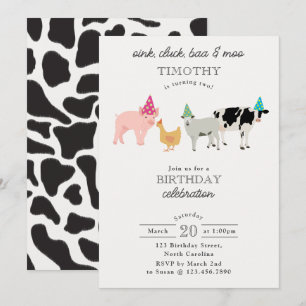 Streichelzoo-Party-Tiere Bauernhof-Geburtstagsfeie Einladung