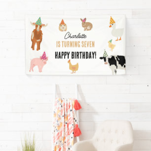 Streichelzoo-Party-Tiere-Scheunen-Geburtstags-Them Banner