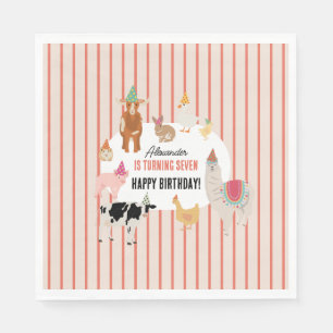 Streichelzoo-Party-Tiere-Scheunen-Geburtstags-Them Serviette